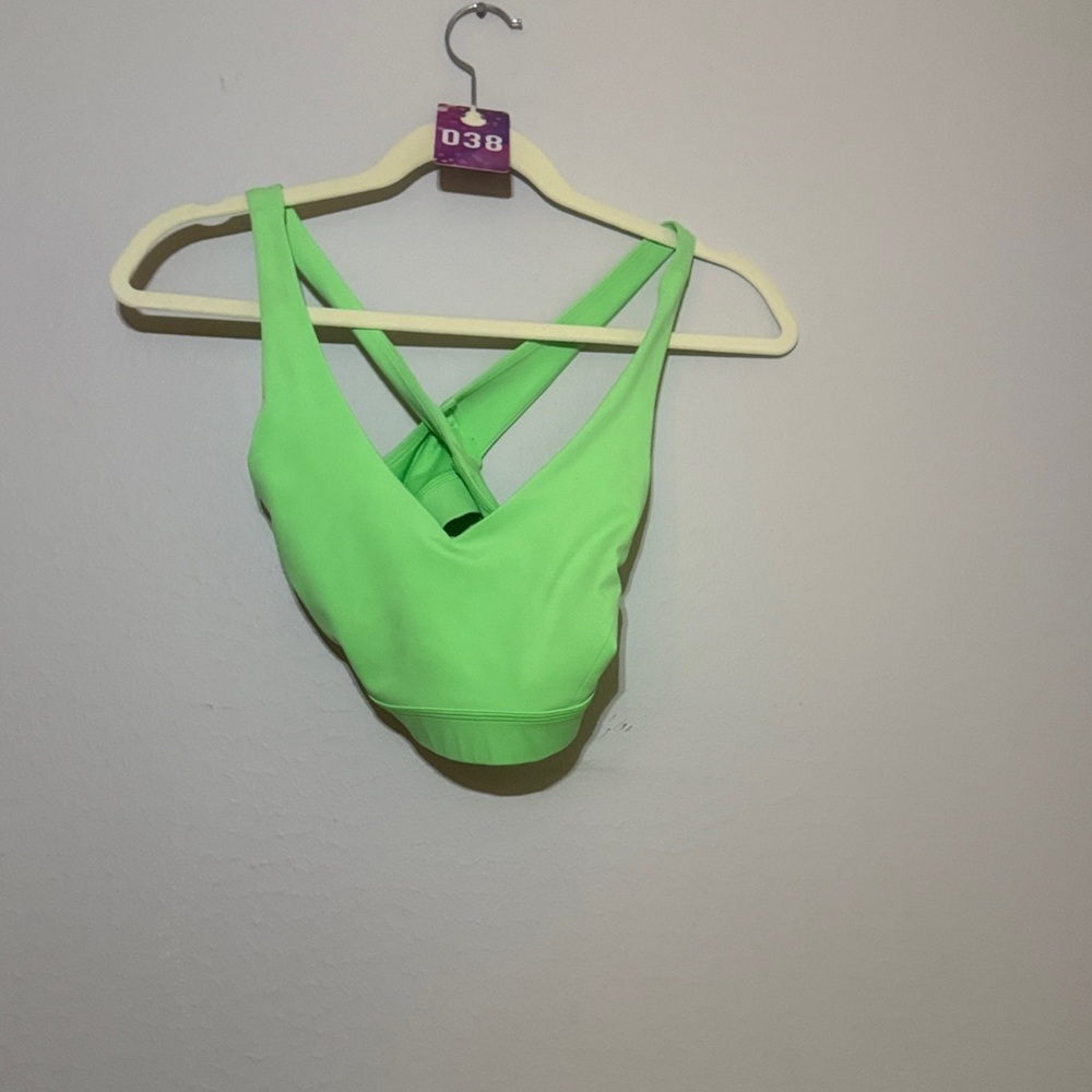 Lululemon Neon Green Cross-Back Sports Bra missing pads